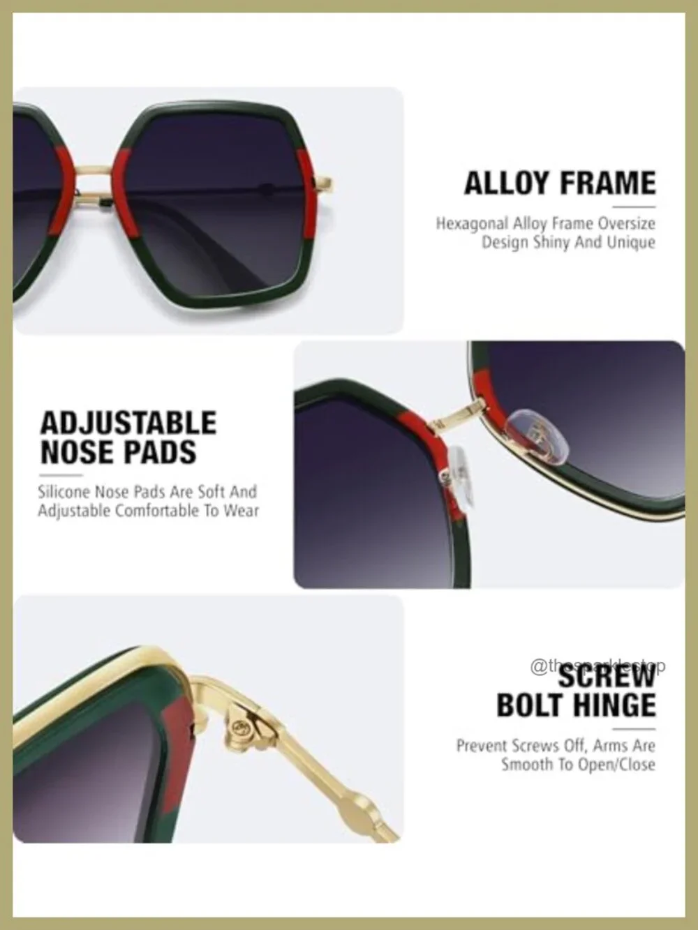 Oversized Hexagon Fashion Sunglasses UV400 Protection for Women